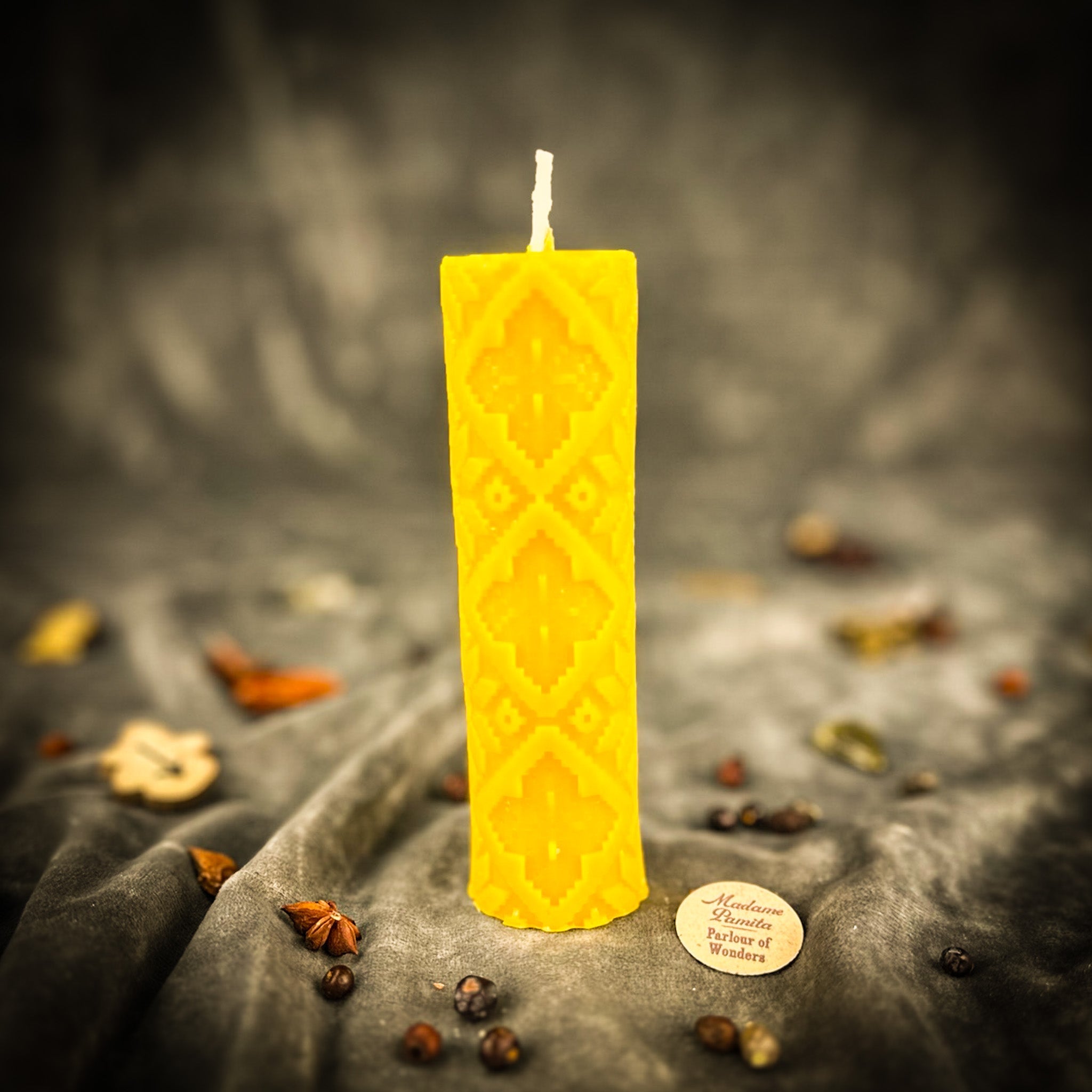 Beeswax Khrest Cross of Protection and Plenty Pillar Candle