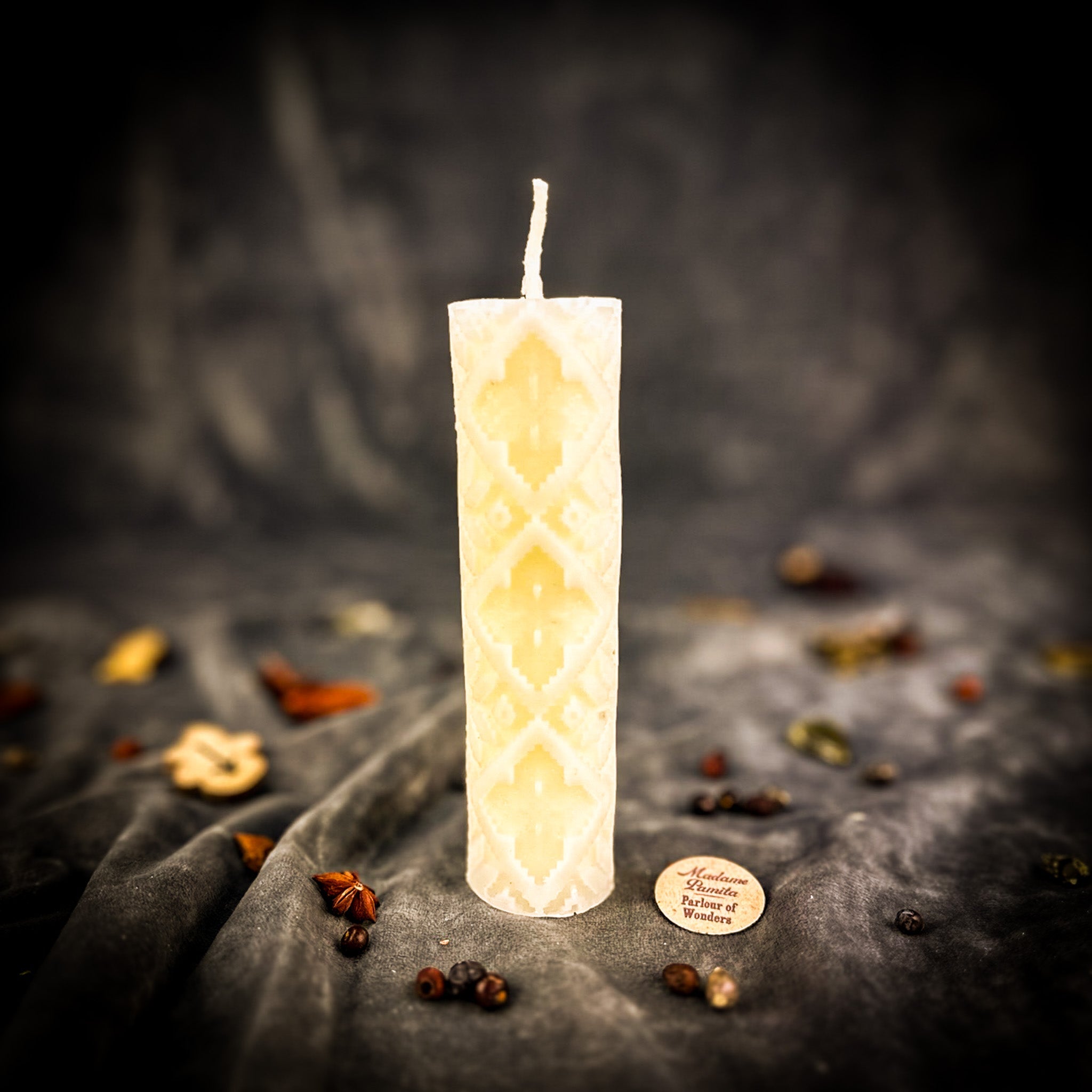Beeswax Khrest Cross of Protection and Plenty Pillar Candle