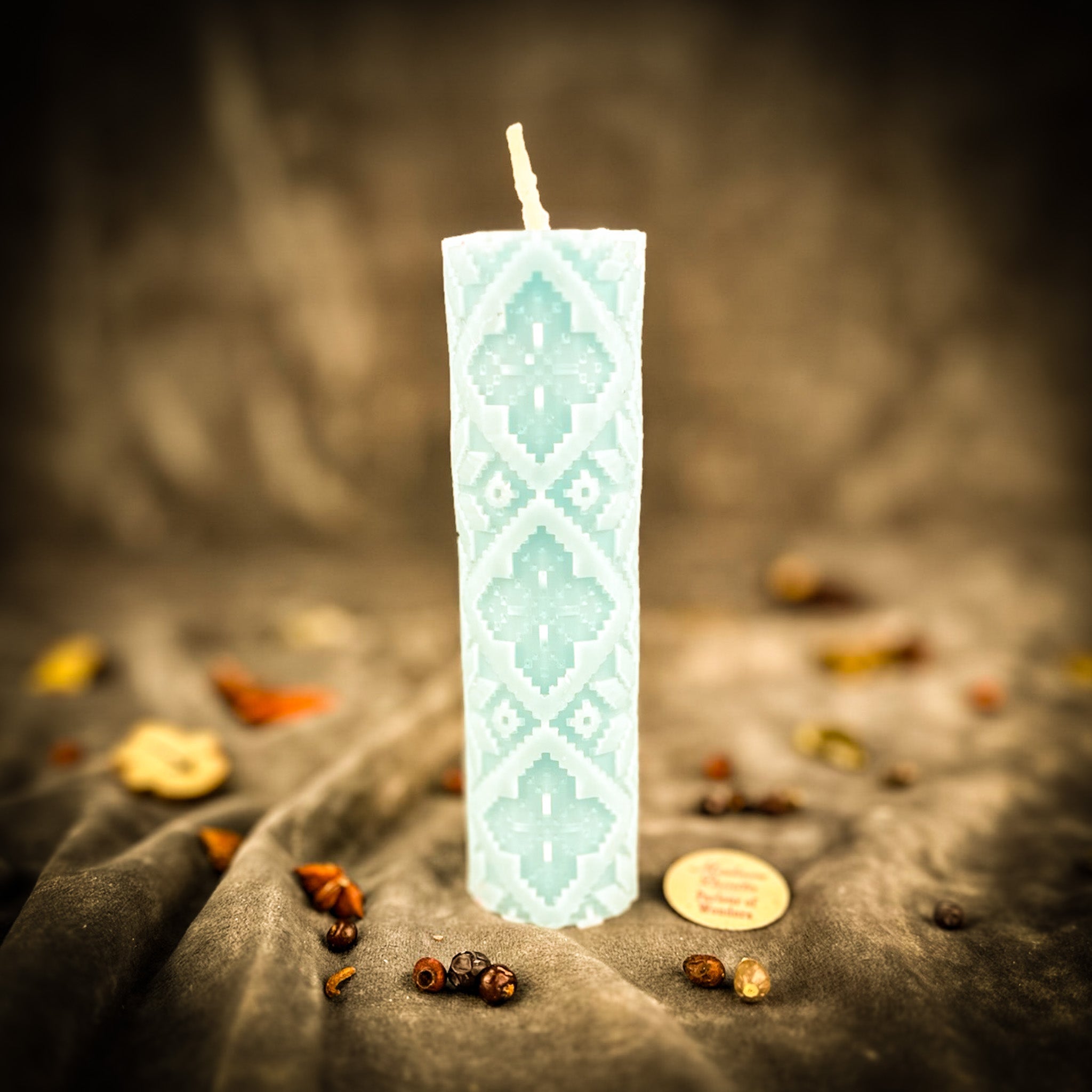 Beeswax Khrest Cross of Protection and Plenty Pillar Candle