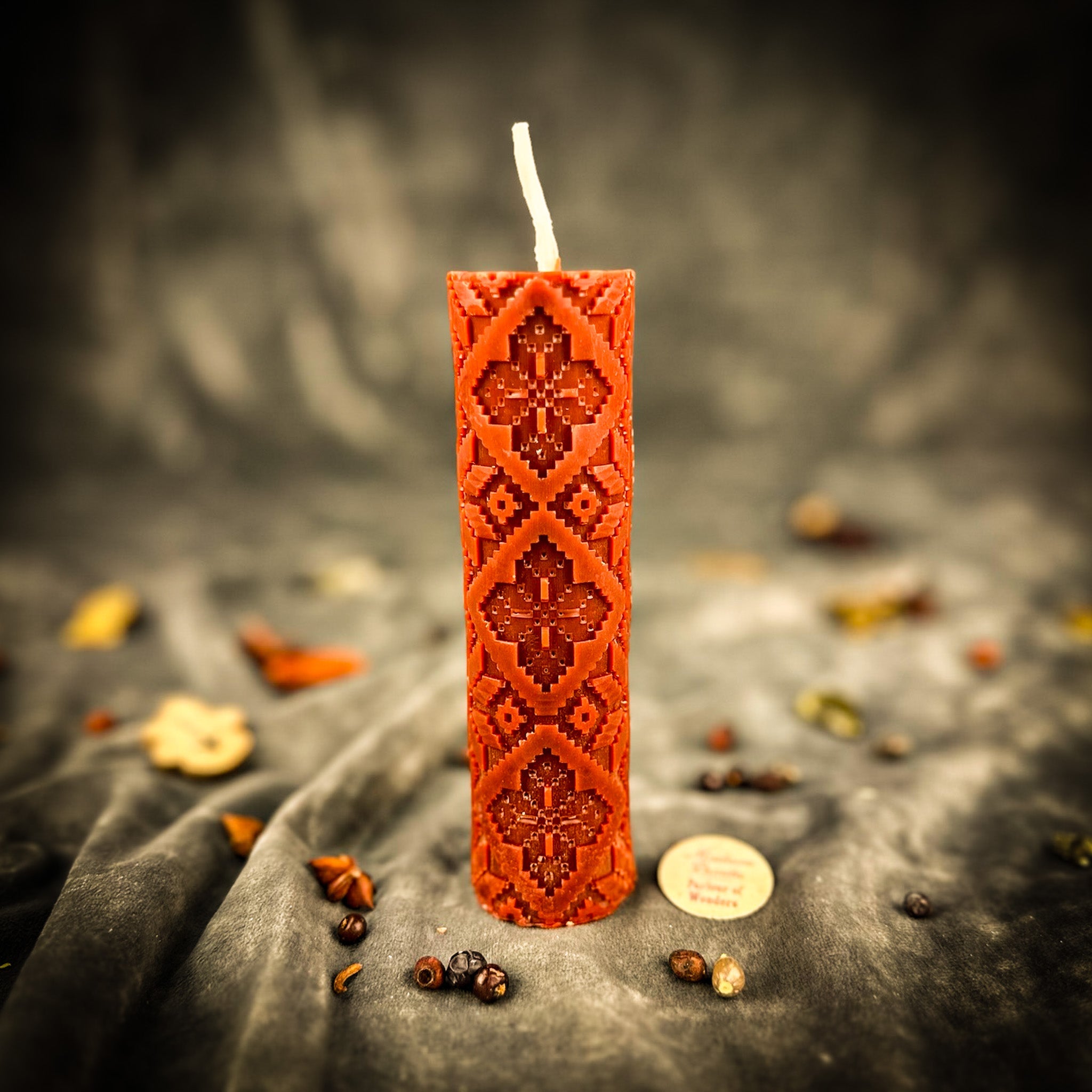 Beeswax Khrest Cross of Protection and Plenty Pillar Candle