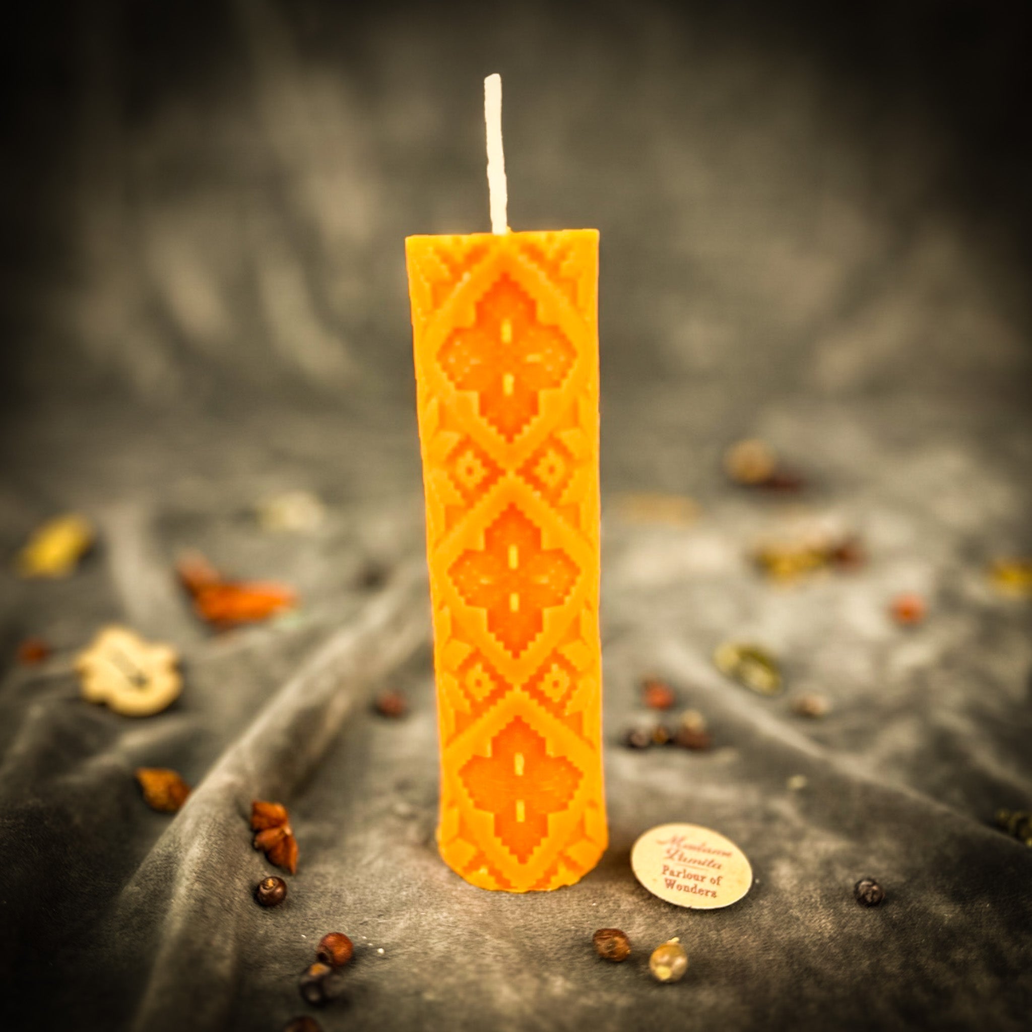 Beeswax Khrest Cross of Protection and Plenty Pillar Candle