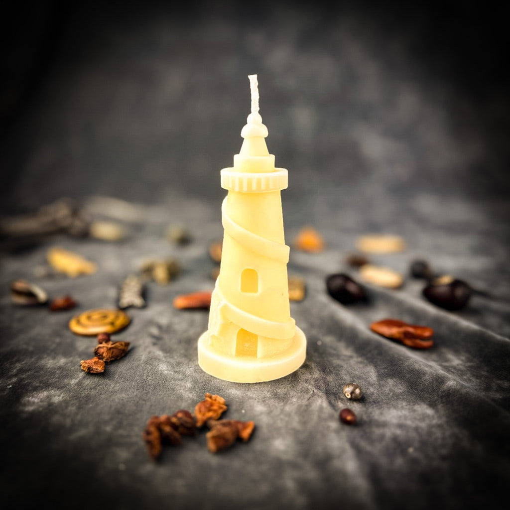 Beeswax Lighthouse Spell Candle - Guidance, Clarity & Safe Passage Magic