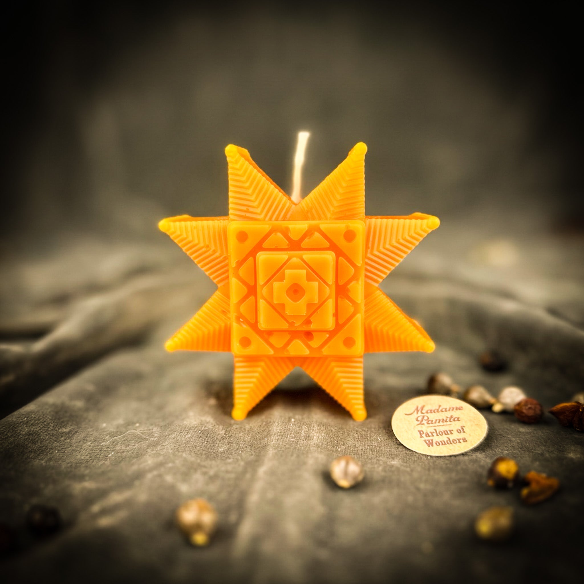 Beeswax Slavic Ruzha Sunburst Spell Candle