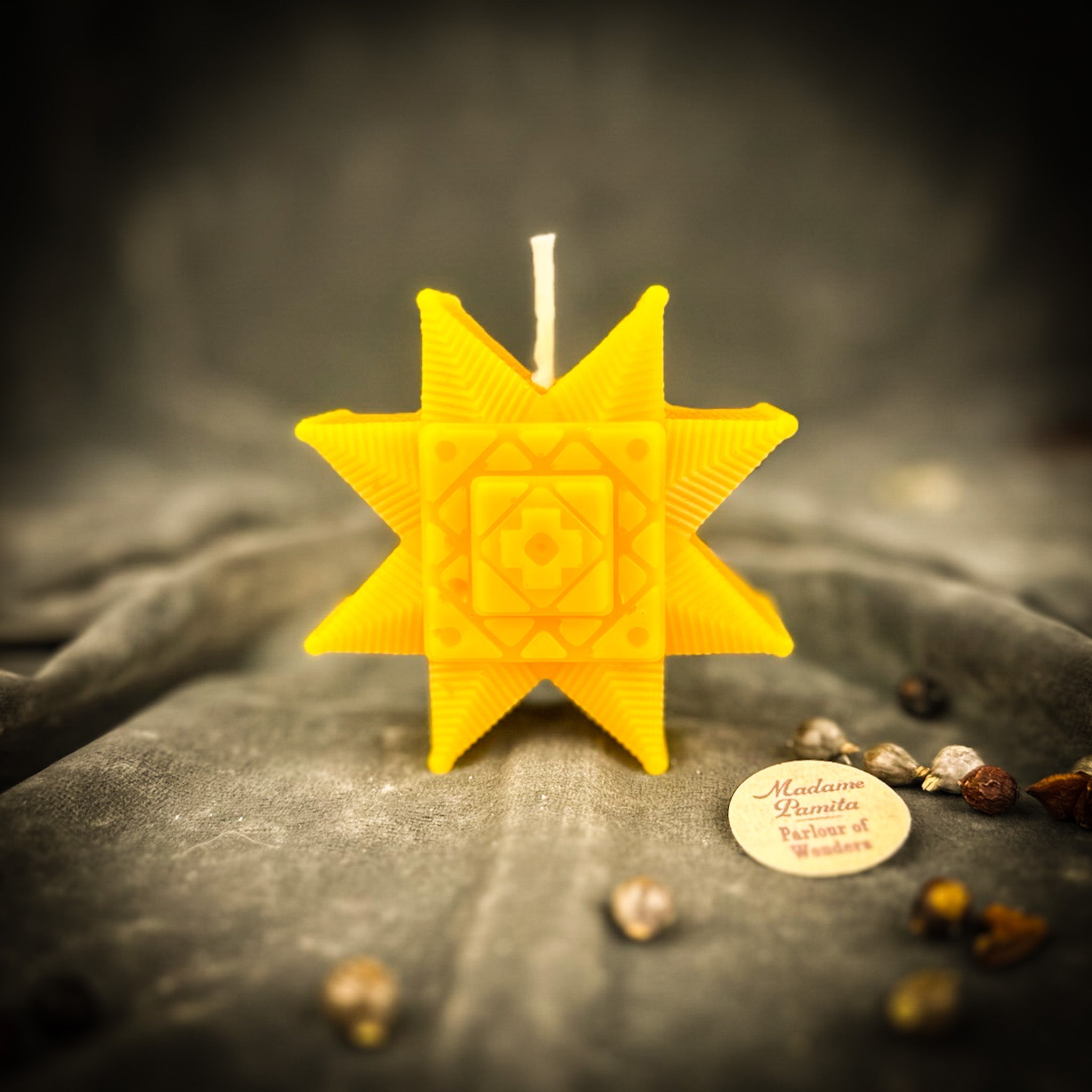 Beeswax Slavic Ruzha Sunburst Spell Candle