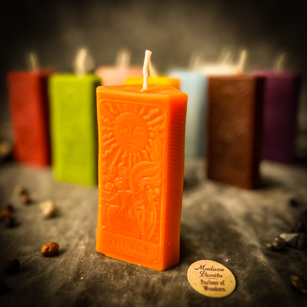 Beeswax The Sun Tarot Card Spell Candle - Success, Joy & Clarity