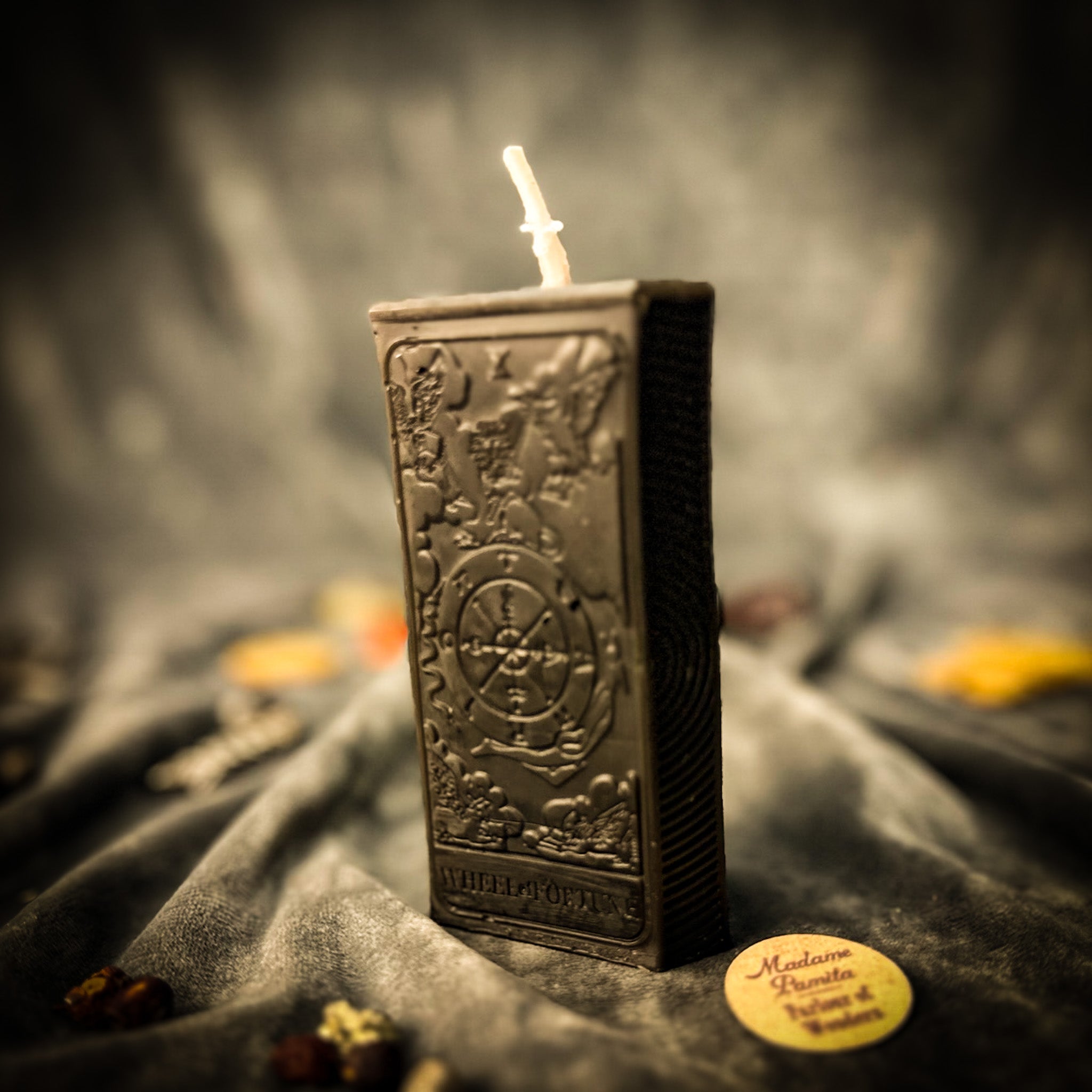 Beeswax Wheel of Fortune Tarot Card Spell Candle