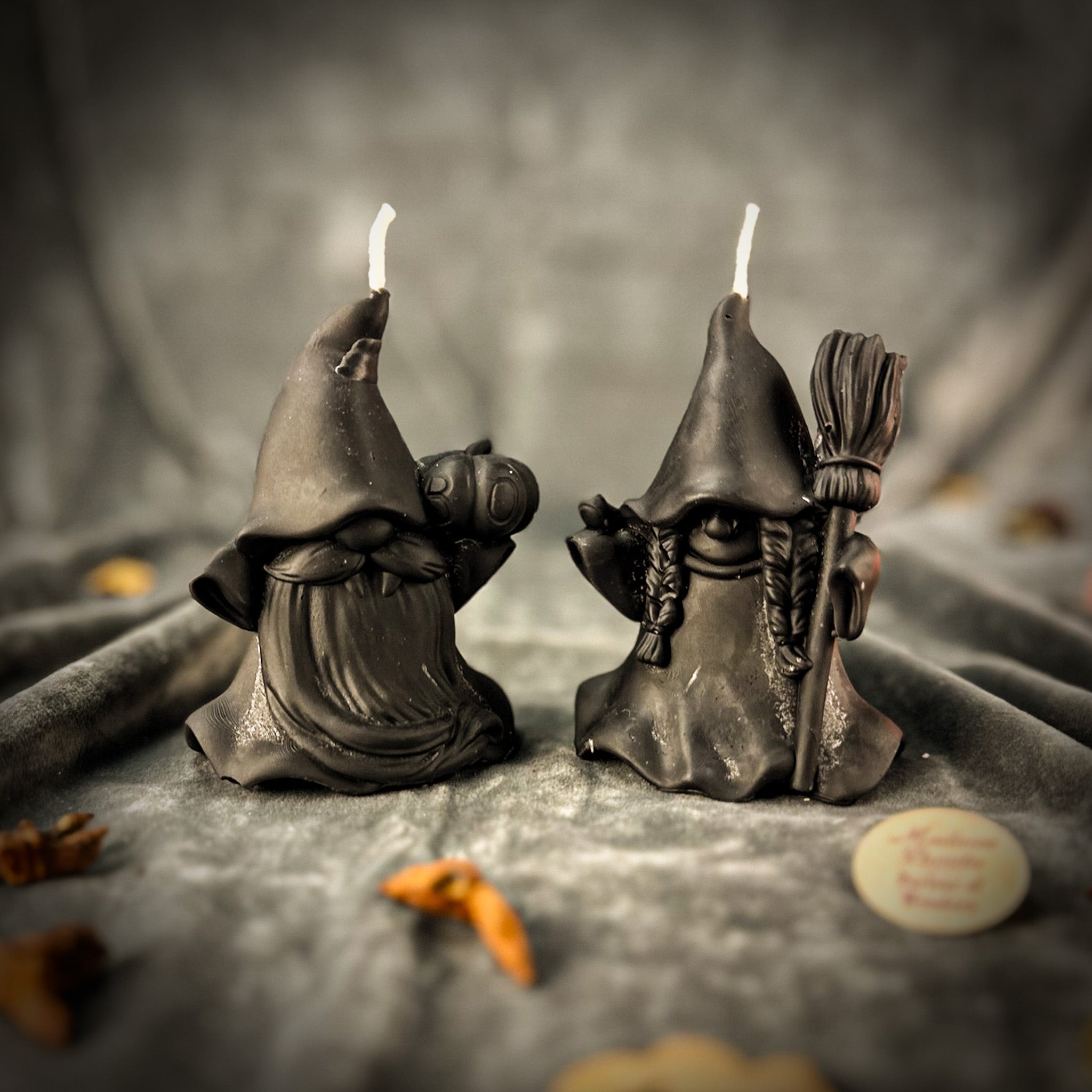 Beeswax Witch and Wizard Gnomes Spell Candle Set