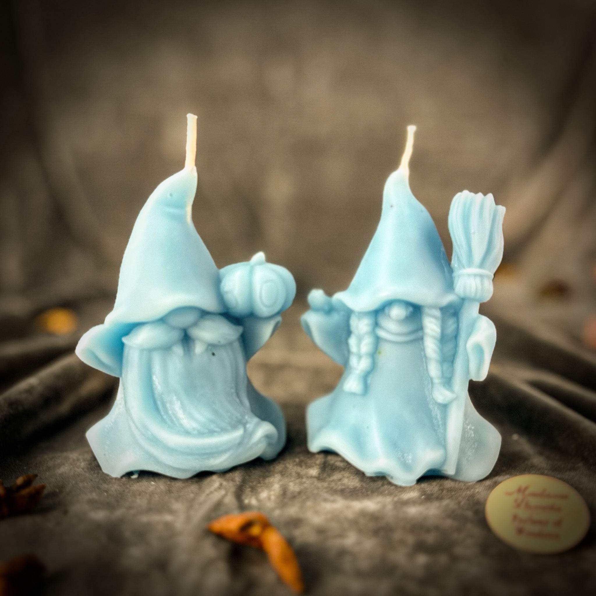 Beeswax Witch and Wizard Gnomes Spell Candle Set