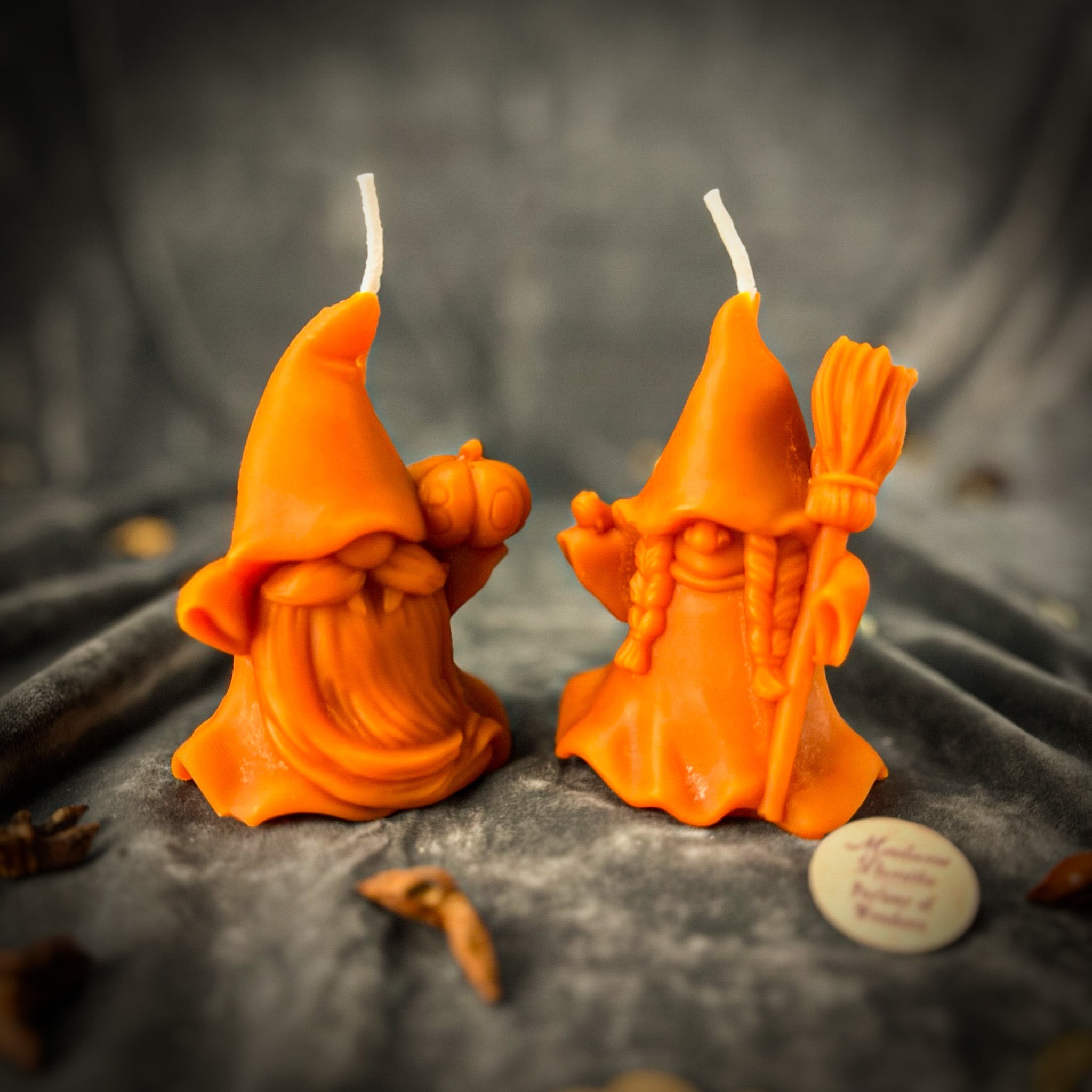 Beeswax Witch and Wizard Gnomes Spell Candle Set