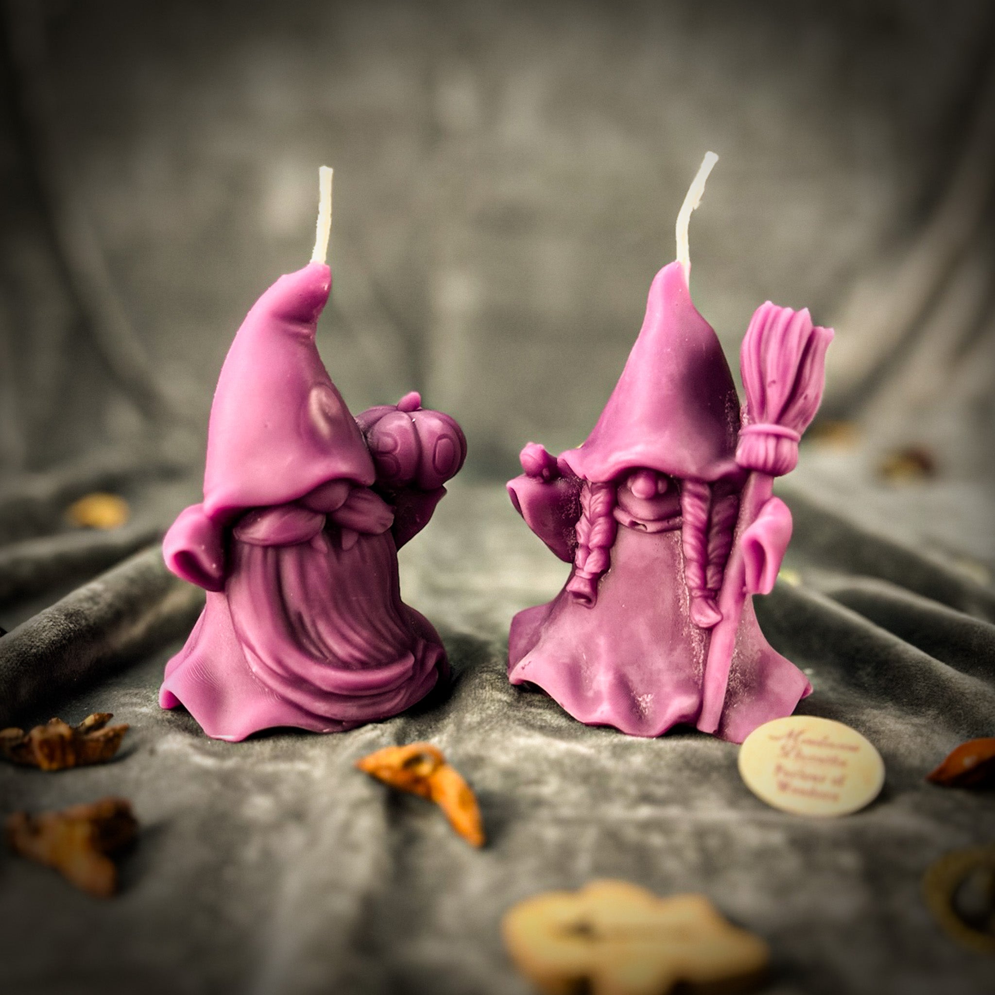 Beeswax Witch and Wizard Gnomes Spell Candle Set