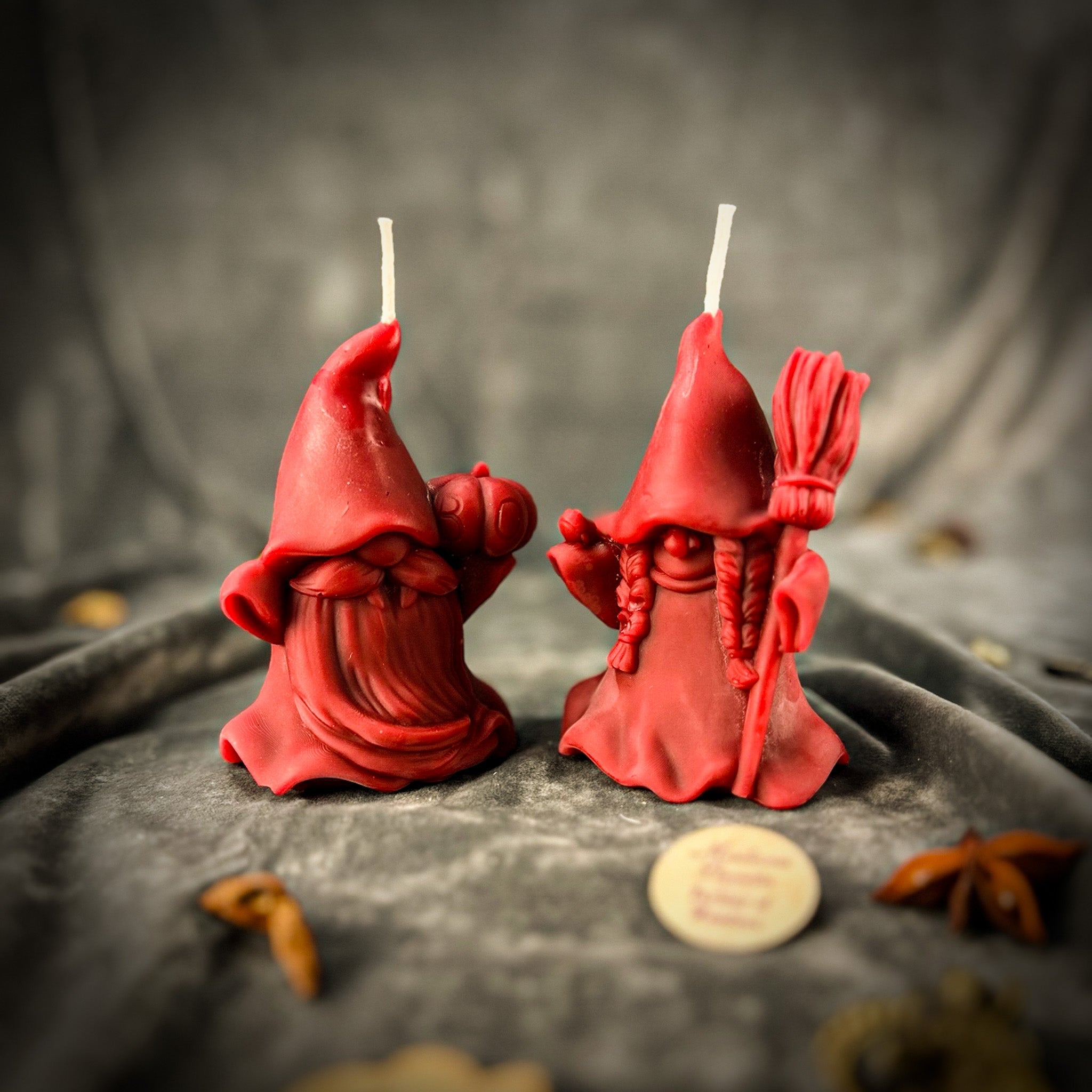 Beeswax Witch and Wizard Gnomes Spell Candle Set