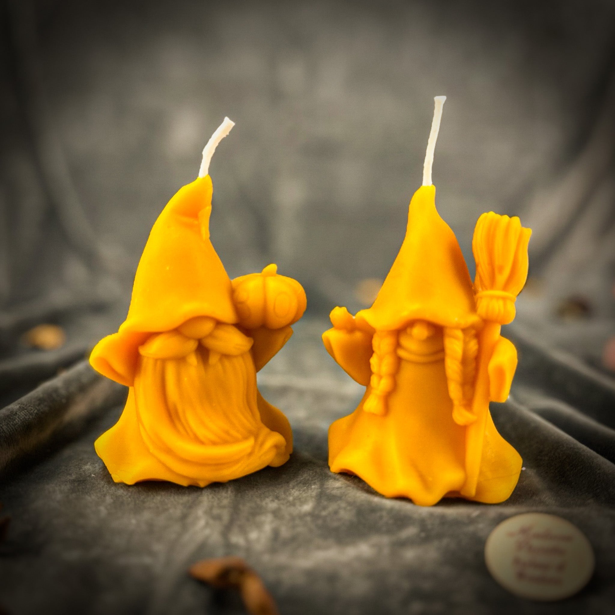 Beeswax Witch and Wizard Gnomes Spell Candle Set