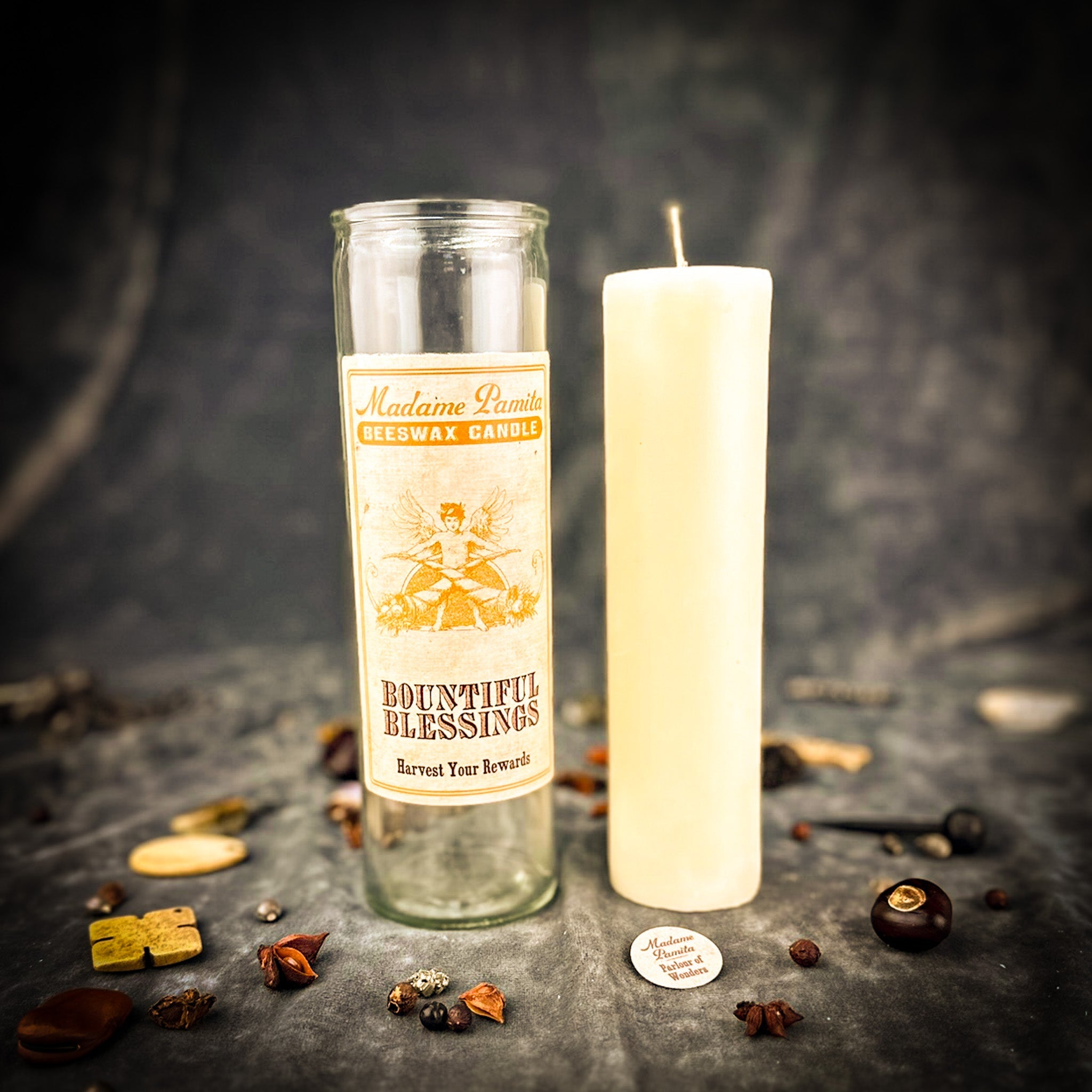Bountiful Blessings Beeswax Vigil Candle by Madame Pamita - Attract Abundance & Gratitude