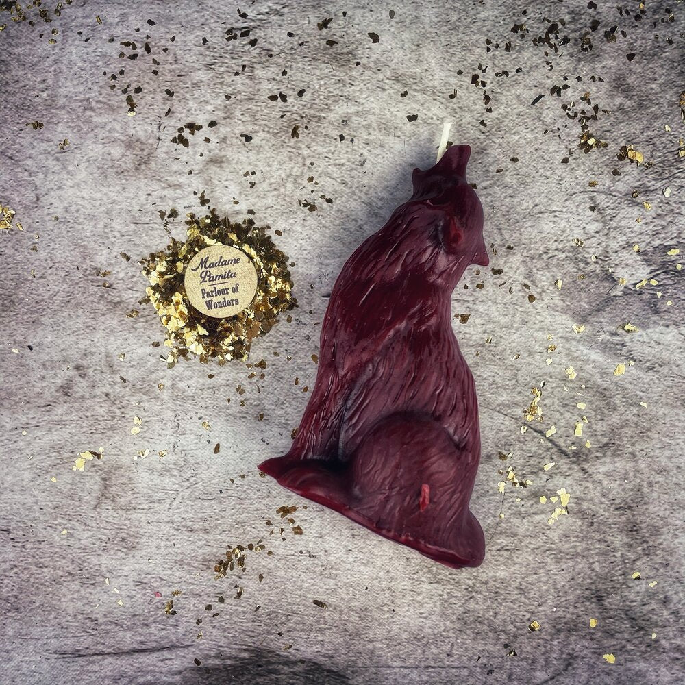 Beeswax Howling Wolf Spell Candle