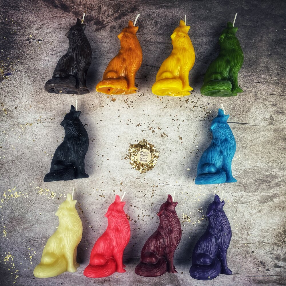Beeswax Howling Wolf Spell Candle