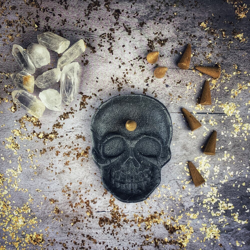 Skull Cast Iron Incense Burner