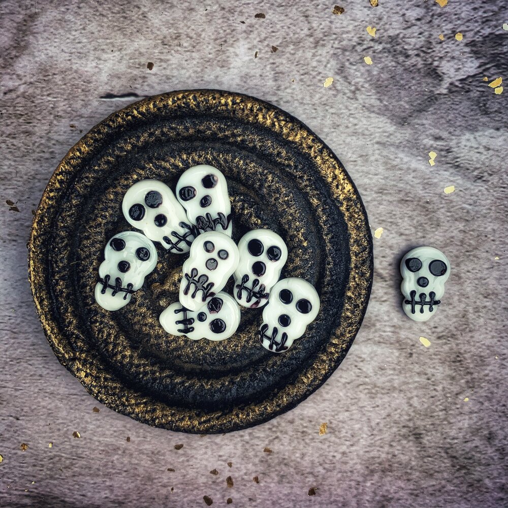 Hand Blown Glass Skull Charm
