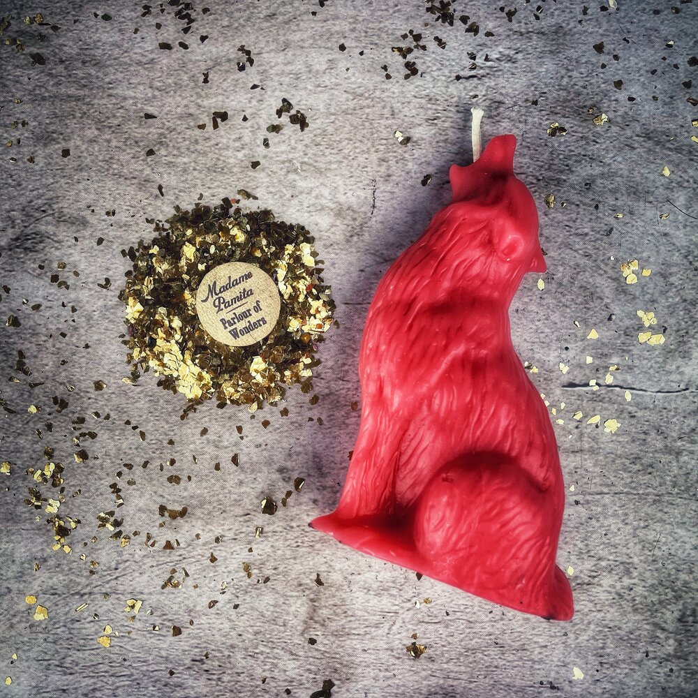 Beeswax Howling Wolf Spell Candle