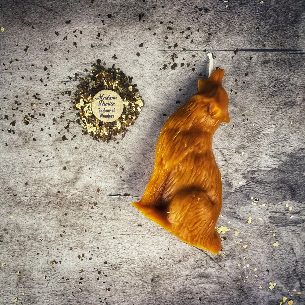 Beeswax Howling Wolf Spell Candle