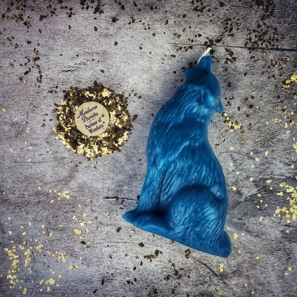 Beeswax Howling Wolf Spell Candle