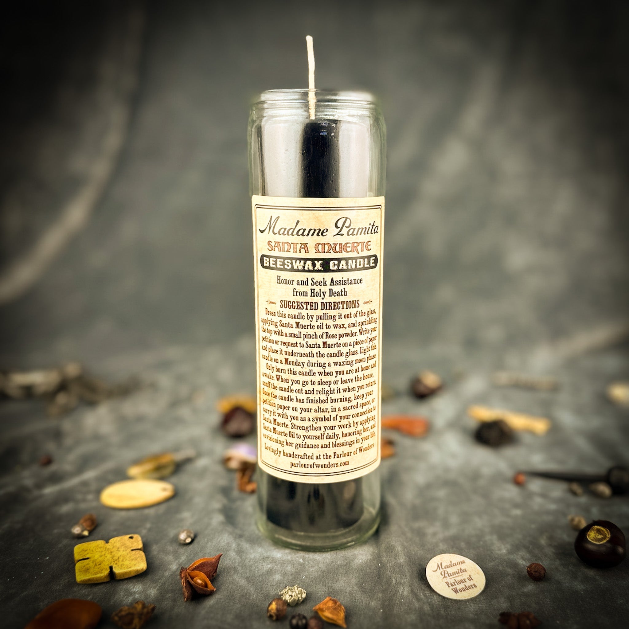 Santa Muerte Beeswax Vigil Candle by Madame Pamita - Protection & Divine Assistance