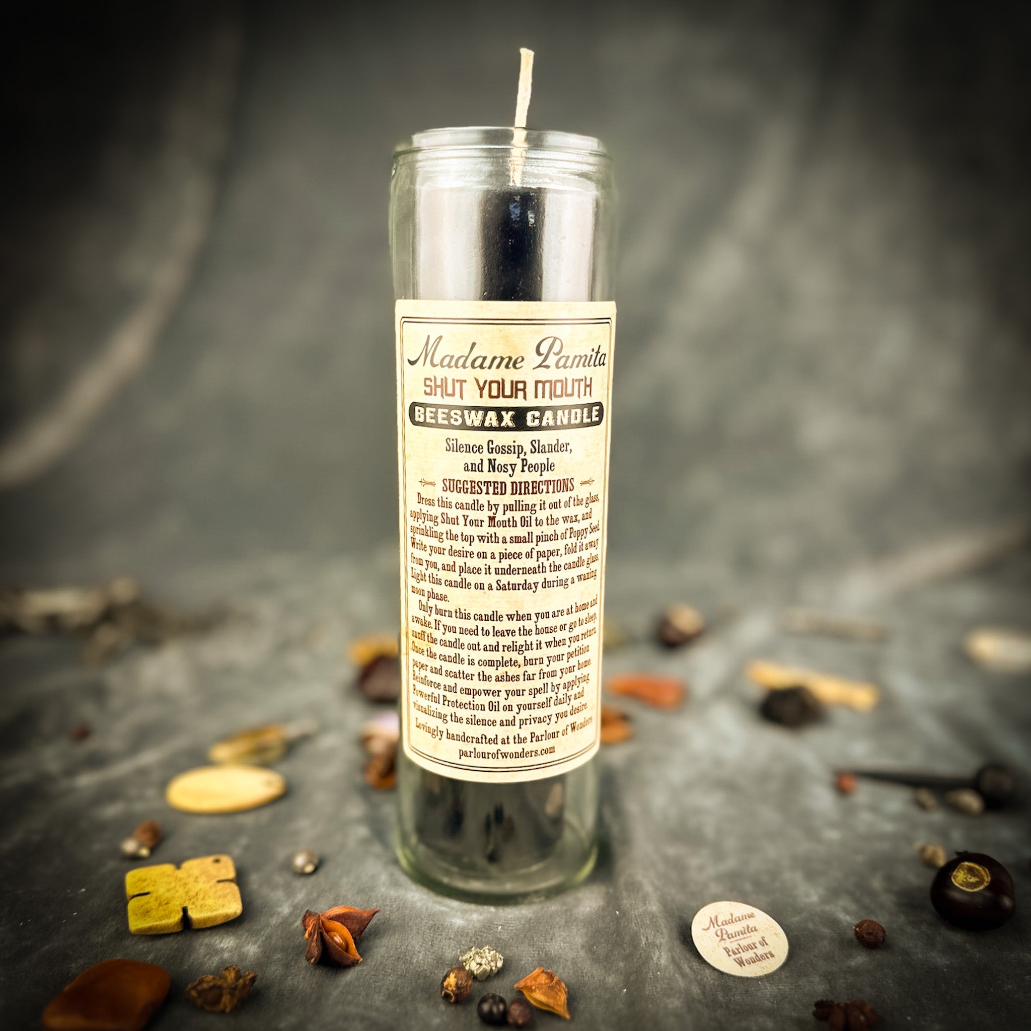 Shut Your Mouth Beeswax Vigil Candle by Madame Pamita - Stop Gossip & Silence Rumors