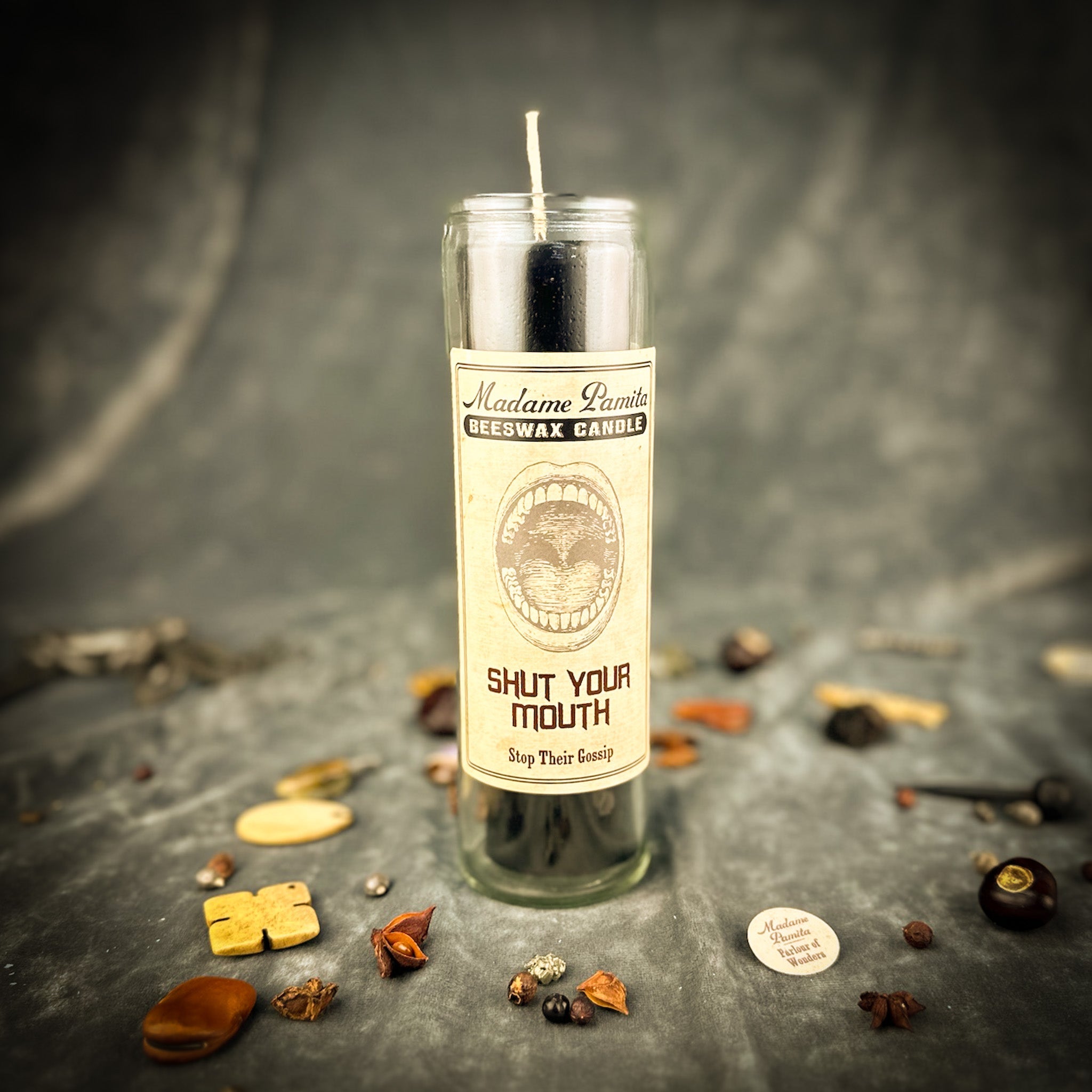 Shut Your Mouth Beeswax Vigil Candle by Madame Pamita - Stop Gossip & Silence Rumors