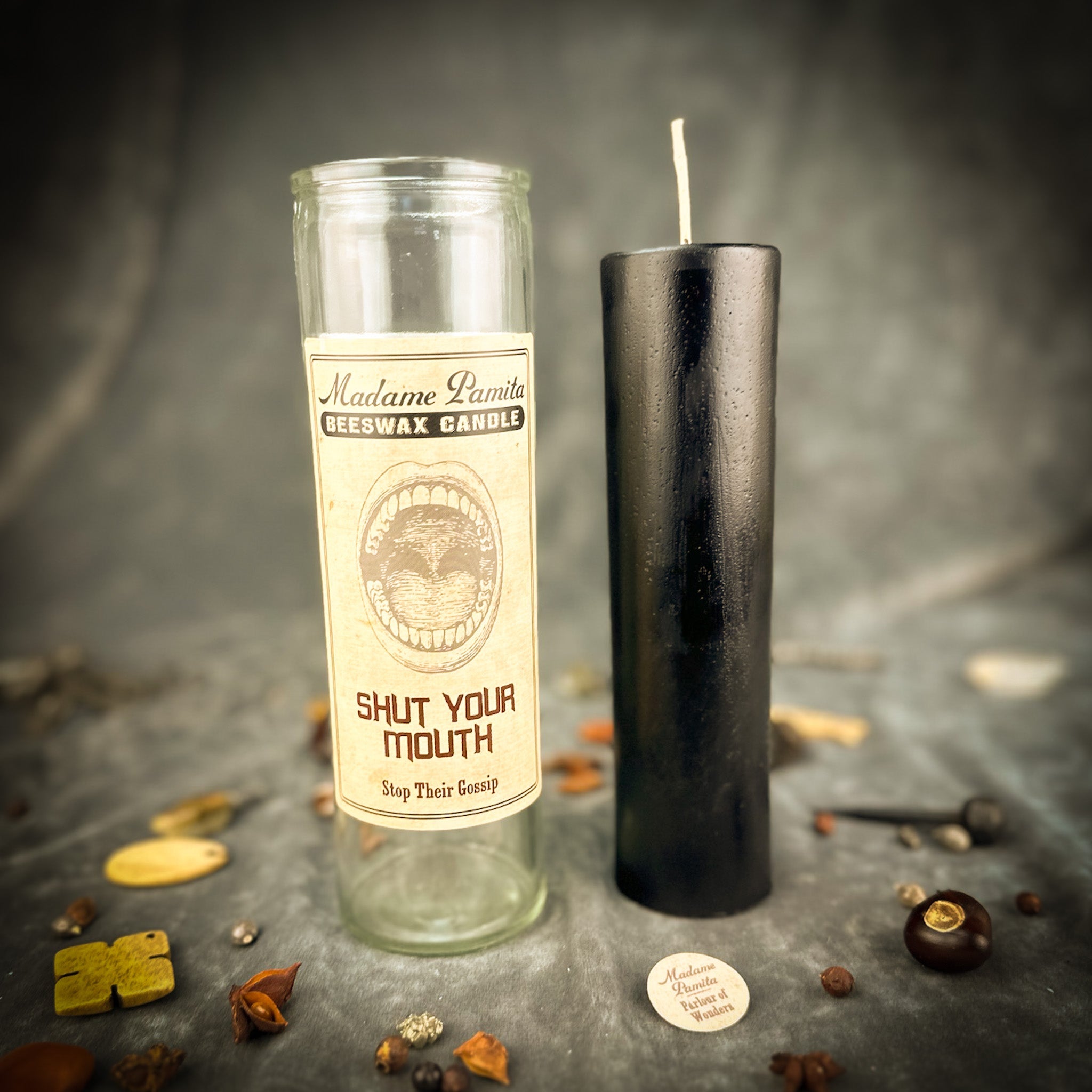 Shut Your Mouth Beeswax Vigil Candle by Madame Pamita - Stop Gossip & Silence Rumors