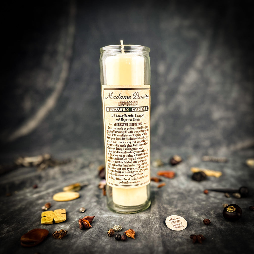 Uncrossing Beeswax Vigil Candle by Madame Pamita - Remove Hexes, Curses & Jinxes