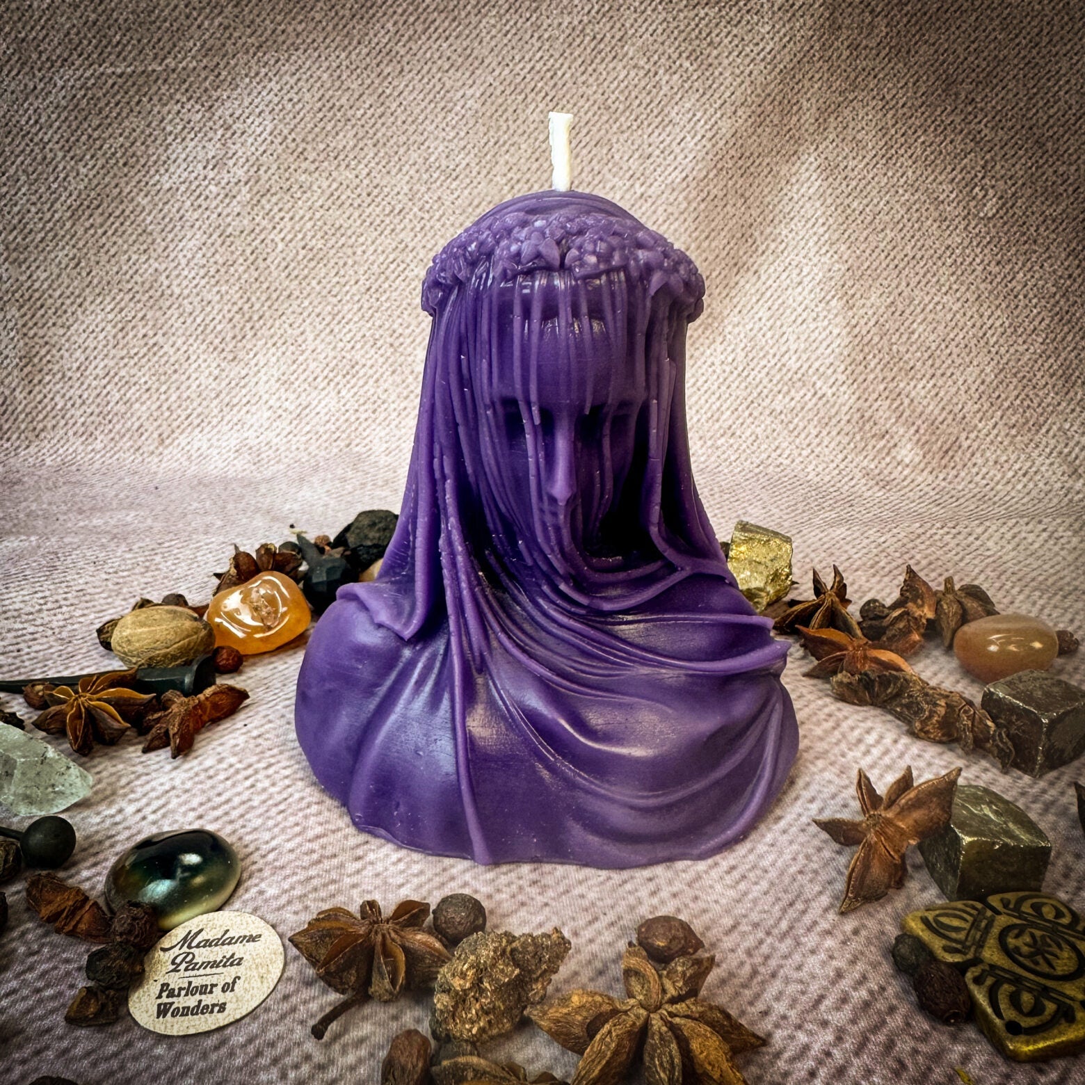 Beeswax Veil of Secrets Spell Candle